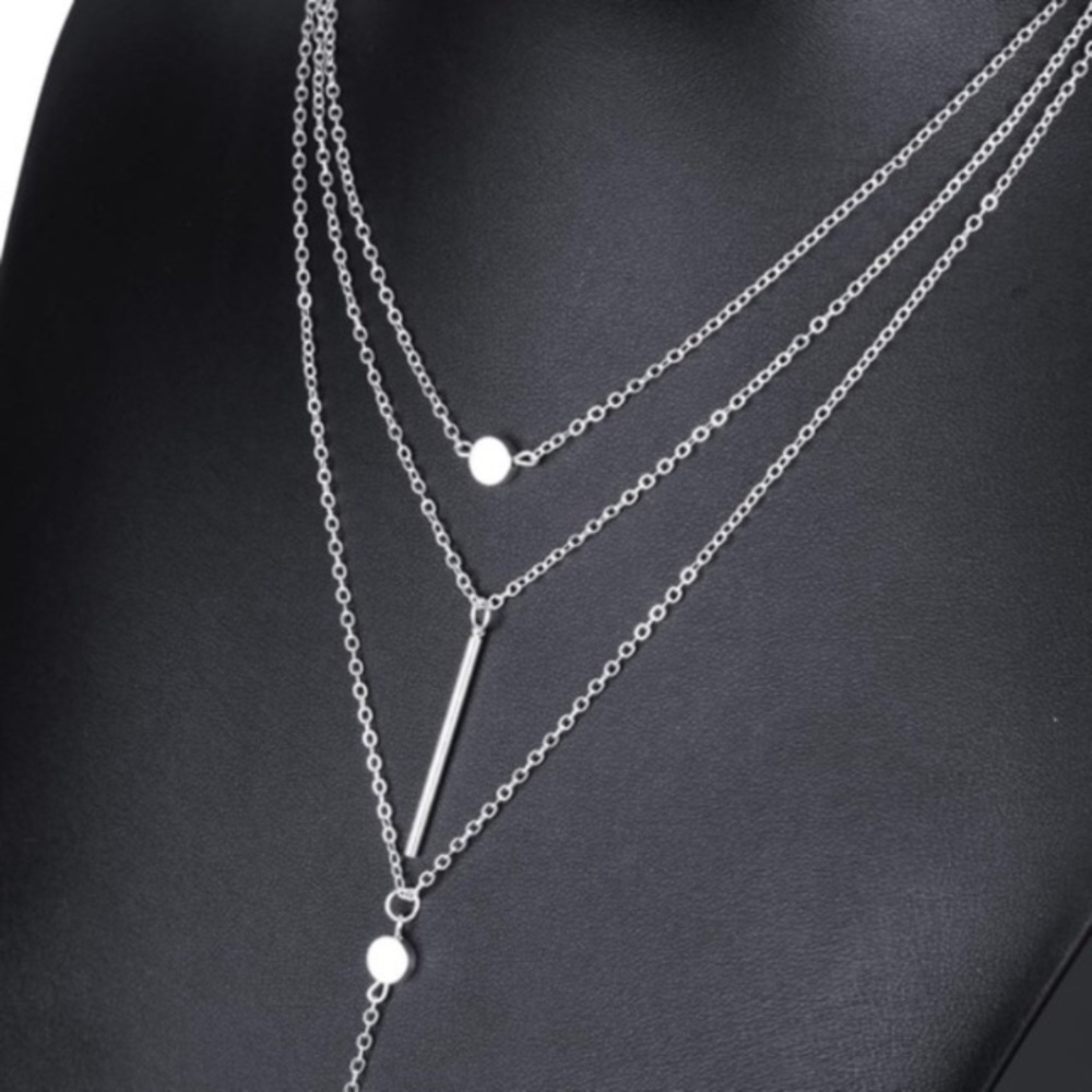 3 layer silver necklace - Picture 2 of 3